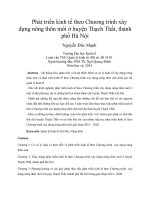 Phát triển kinh tế theo chương trình xây dựng nông thôn mới ở huyện thạch thất, thành phố hà nội 