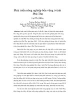 Phát triển nông nghiệp bền vững ở tỉnh phú thọ 