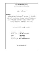 Đánh giá hiện trạng môi trường và đề xuất biện pháp thực hiện tiêu chí môi trường trong xây dựng nông thôn mới tại xã đồng liên   huyện phú bình   tỉnh thái nguyên