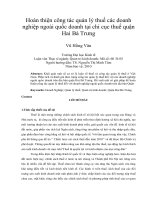 Hoàn thiện công tác quản lý thuế các doanh nghiệp ngoài quốc doanh tại chi cục thuế quận hai bà trưng 