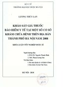 Khảo sát giá thuốc bảo hiểm y tế tại một số cơ sở khám chữa bệnh trên địa bàn thành phố hà nôi 2008