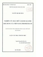 Nghiên cứu bào chế và đánh giá sinh khả dụng của viên nang indomethacin