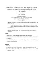 Hoàn thiện chính sách đãi ngộ nhân lực tại chi nhánh giải phóng – công ty cổ phần ô tô trường hải 
