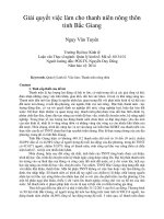 Giải quyết việc làm cho thanh niên nông thôn tỉnh bắc giang 