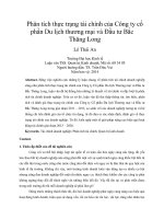 Phân tích thực trạng tài chính của công ty cổ phần du lịch thương mại và đầu tư bắc thăng long 