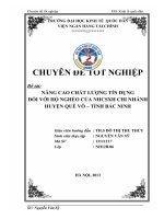 Nâng cao chất lượng tín dụng đối với hộ nghèo của Ngân hàng Chính sách Xã hội chi nhánh huyện Quế võ tỉnh Bắc Ninh