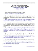 The first day i went to school, hãy nói về ngày đầu tiên đi học của bạn