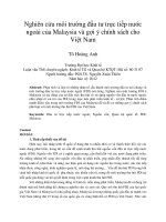 Nghiên cứu môi trường đầu tư trực tiếp nước ngoài của malaysia và gợi ý chính sách cho việt nam 