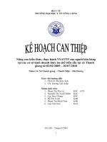 Kế hoạch can thệp nâng cao kiến thức, thực hành VSATTP của người bán hàng tại các cơ sở kinh doanh thức ăn chế biến sẵn tại xã thanh giang từ 02022009 – 02072010