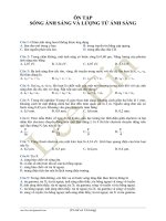 CÂU HỎI TRẮC NGHIỆM VỀ SÓNG ÁNH SÁNG VÀ LƯỢNG TỬ ÁNH SÁNG