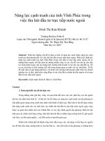 Năng lực cạnh tranh của tỉnh vĩnh phúc trong việc thu hút đầu tư trực tiếp nước ngoài 