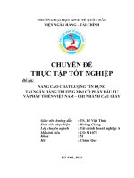 Nâng cao chất lượng tín dụng tại ngân hàng thương mại cổ phần đầu tư và phát triển Việt Nam - Chi nhánh Cầu Giấy
