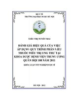 Đánh giá hiệu quả của việc áp dụng quy trình phân liều thuốc điều trị ung thư tại khoa dược bệnh viện trung ương quân đội 108 năm 2011