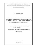 Teaching for inquiry based learning at primary school level with the help of information technology 