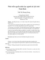 Phát triển nguồn nhân lực ngành du lịch tỉnh ninh bình 