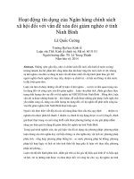 Hoạt động tín dụng của ngân hàng chính sách xã hội đối với vấn đề xóa đói giảm nghèo ở tỉnh ninh bình 