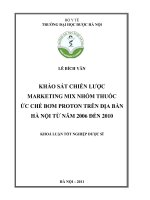 Khảo sát chiến lược marketing mix nhóm thuốc ức chế bơm proton trên địa bàn hà nội từ năm 2006 đến 2010