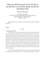 Nâng cao chất lượng quản lý thu thuế giá trị gia tăng đối với các doanh nghiệp trên địa bàn tỉnh quảng ninh 