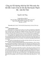 Công tác bồi thường thiệt hại khi nhà nước thu hồi đất ở một số dự án trên địa bàn huyện thạch hà   tỉnh hà tĩnh 