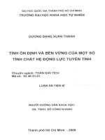 Toàn văn luận án tính ổn định và bền vững của một số tính chất hệ động lực tuyến tính