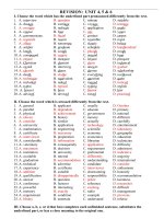 Ôn tập tiếng anh lớp 1 2, bài 4   6 (with key) 