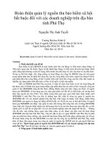 Hoàn thiện quản lý nguồn thu bảo hiểm xã hội bắt buộc đối với các doanh nghiệp trên địa bàn tỉnh phú thọ 