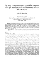 Áp dụng tư duy quản trị tinh gọn nhằm nâng cao hiệu quả hoạt động kinh doanh tại đại lý honda ôtô mỹ đình 