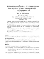 Hoàn thiện cơ chế quản lý tài chính trong quá trình thực hiện tự chủ ở trường đại học công nghiệp hà nội 