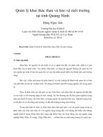 Quản lý khai thác than và bảo vệ môi trường tại tỉnh quảng ninh 