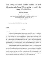 Ảnh hưởng của chính sách lãi suất đối với hoạt động của ngân hàng nông nghiệp và phát triển nông thôn hà tĩnh 