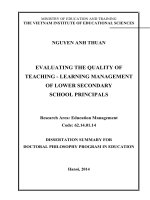 Evaluating the quality of teaching – learning management of lower secondary school principals 