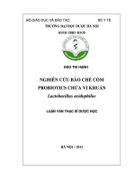 Nghiên cứu bào chế cốm probiotics chứa vi khuẩn lactobacillus acidophilus DH 1