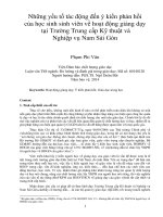 Những yếu tố tác động đến ý kiến phản hồi của học sinh sinh viên về hoạt động giảng dạy tại trường trung cấp kỹ thuật và nghiệp vụ nam sài gòn 