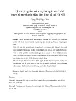 Quản lý nguồn vốn vay từ ngân sách nhà nước hỗ trợ thanh niên làm kinh tế tại hà nội 