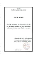 Khảo sát ảnh hưởng của nguyên phụ liệu đến giá thành một số thuốc sản xuất trongnước
