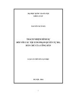 Trách nhiệm hình sự đối với các tội xâm phạm quyền tự do, dân chủ của công dân  luận án TS  luật