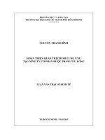 Hoàn thiện quản trị chuỗi cung ứng tại công ty cổ phần dược phẩm cửu long đại học kinh tế TP HCM, 2015 