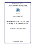 Tham gia thẩm định dự án đầu tư xây dựng cảng đại ngãi  tỉnh sóc trăng 