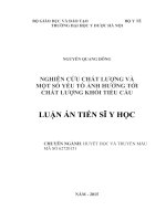 Nghiên cứu chất lượng và một số yếu tố ảnh hưởng tới chất lượng khối tiểu cầu
