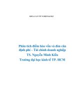 Phân tích điểm hòa vốn và đòn cân định phí – tài chính doanh nghiệp