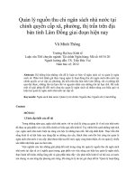 Quản lý nguồn thu chi ngân sách nhà nước tại chính quyền cấp xã, phường, thị trấn trên địa bàn tỉnh lâm đồng giai đoạn hiện nay 