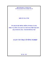 Ứng dụng hệ thống thông tin địa lý (GIS) phục vụ công tác quản lý đất đai trên địa bàn quận hoàng mai   thành phố hà nội