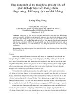 Ứng dụng một số kỹ thuật khai phá dữ liệu để phân tích dữ liệu viễn thông nhằm tăng cường chất lượng dịch vụ khách hàng 