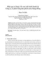 Hiệu quả sử dụng vốn sản xuất kinh doanh tại công ty cổ phần bóng đèn phích nước rạng đông