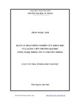 Quản lý hoạt động nghiên cứu khoa học của giảng viên trường đại học công nghệ thông tin và truyền thông