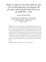 Nâng cao năng lực tư duy biện chứng cho sinh viên cao đẳng thông qua việc giảng dạy thế giới quan và phương pháp luận triết học của chủ nghĩa mác   lênin 