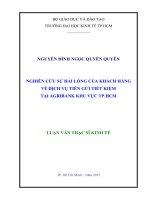Nghiên cứu sự hài lòng của khách hàng về dịch vụ tiền gửi tiết kiệm tại agribank khu vực TPHCM 