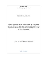 Xây dựng và sử dụng thí nghiệm tự tạo theo hướng tích cực hóa hoạt động nhận thức của học sinh trong dạy học vật lí lớp 12 nâng cao phần “Cơ học