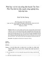 Phát huy vai trò của nông dân huyện tây sơn   phú thọ thời kỳ đẩy mạnh công nghiệp hóa, hiện đại hóa 