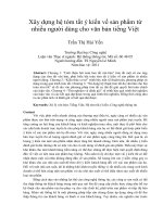 Xây dựng hệ tóm tắt ý kiến về sản phẩm từ nhiều người dùng cho văn bản tiếng việt 